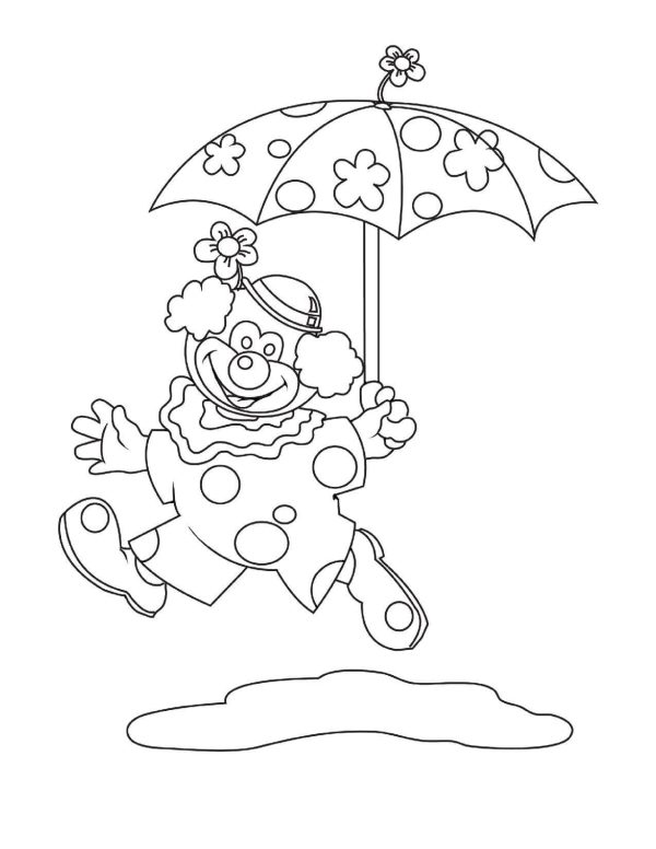 Funny Clown Holding Umbrella