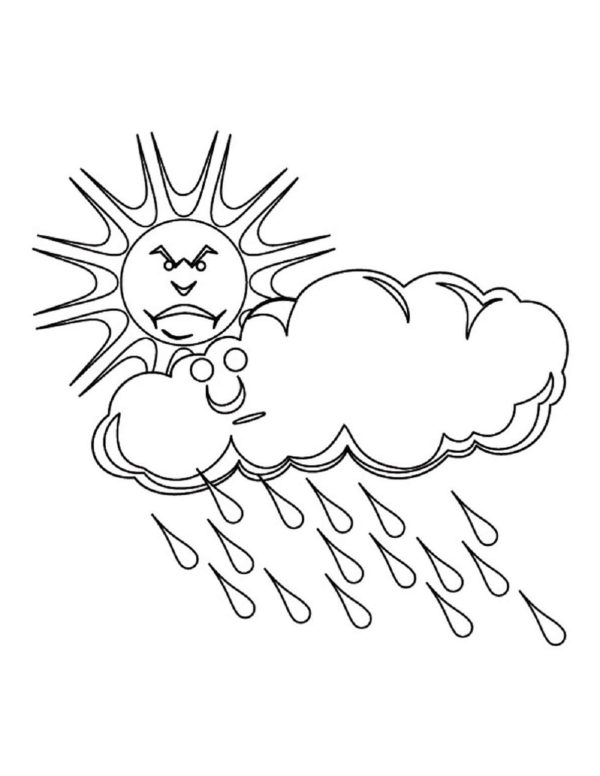 Angry Sun With Rain Cloud