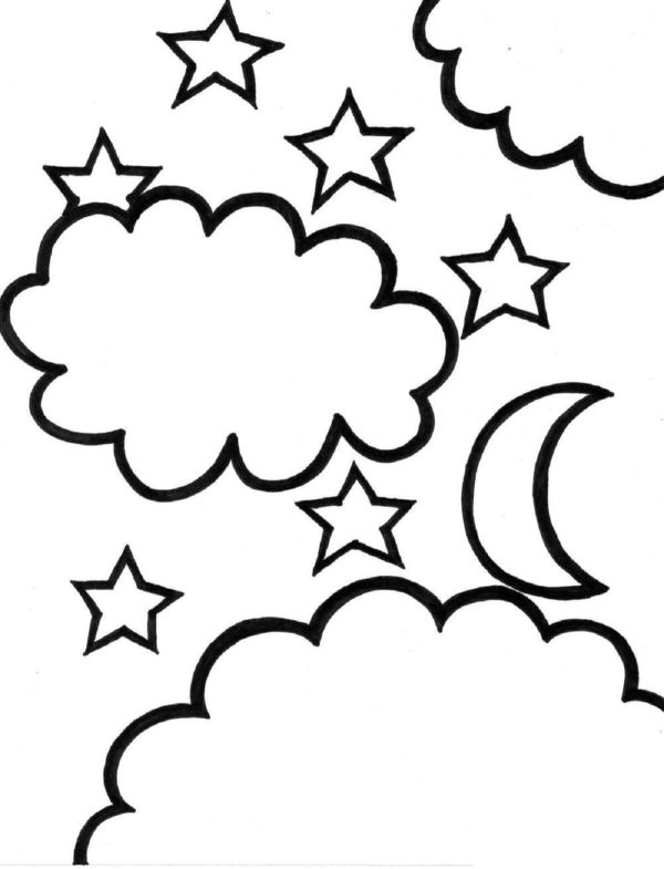 Drawing Clouds With Stars And Moon