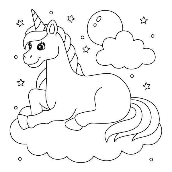 Smiling Unicorn On Cloud