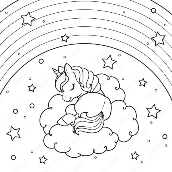 Unicorn Lying Down On Cloud