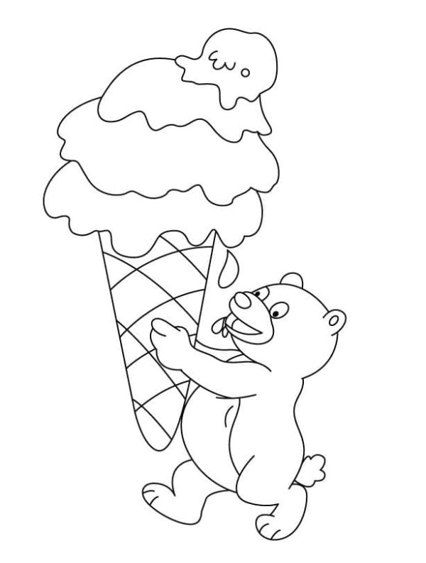 A Bear with Big Ice Cream