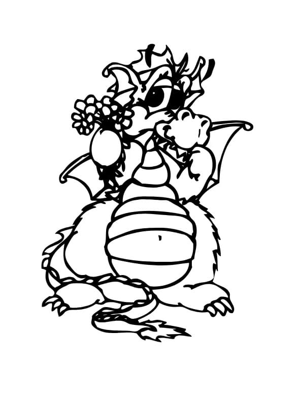 Cute Dragon with Flowers