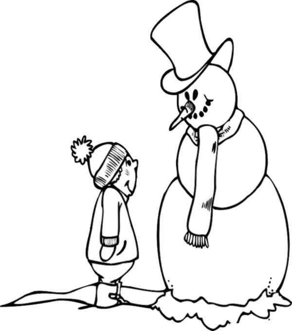 Little Boy and Snowman