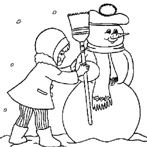 Little Girl and Snowman