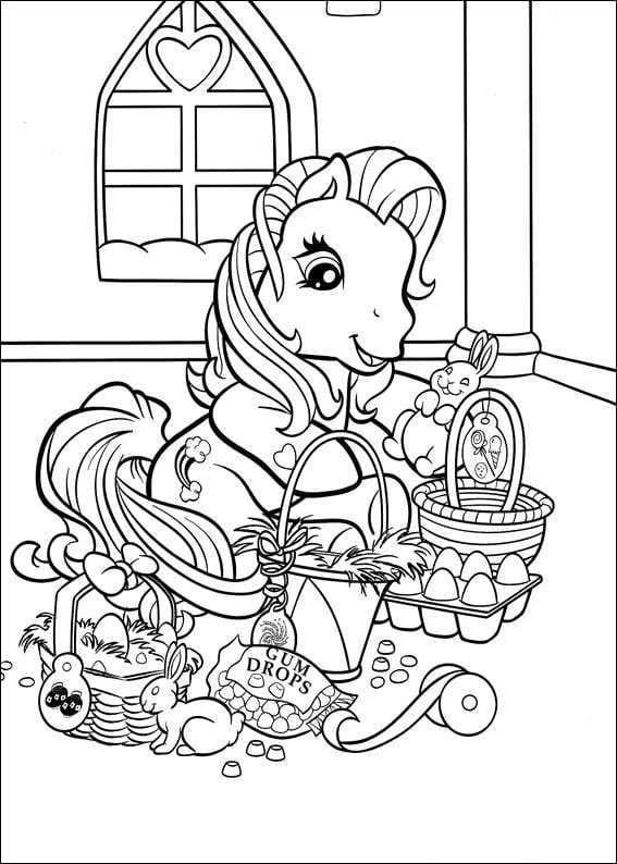 Little Pony with Easter Basket