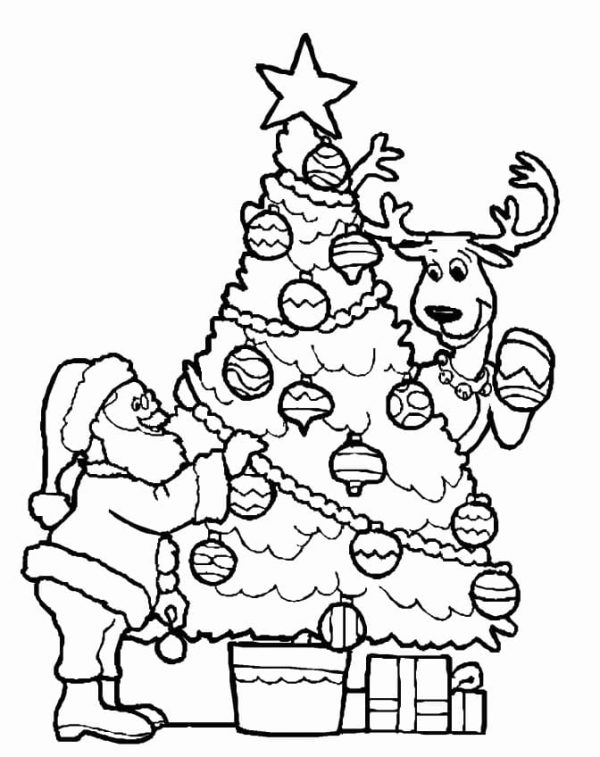 Santa Decorating Christmas Tree