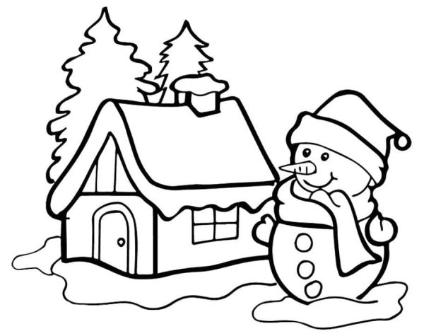 Snowman and House