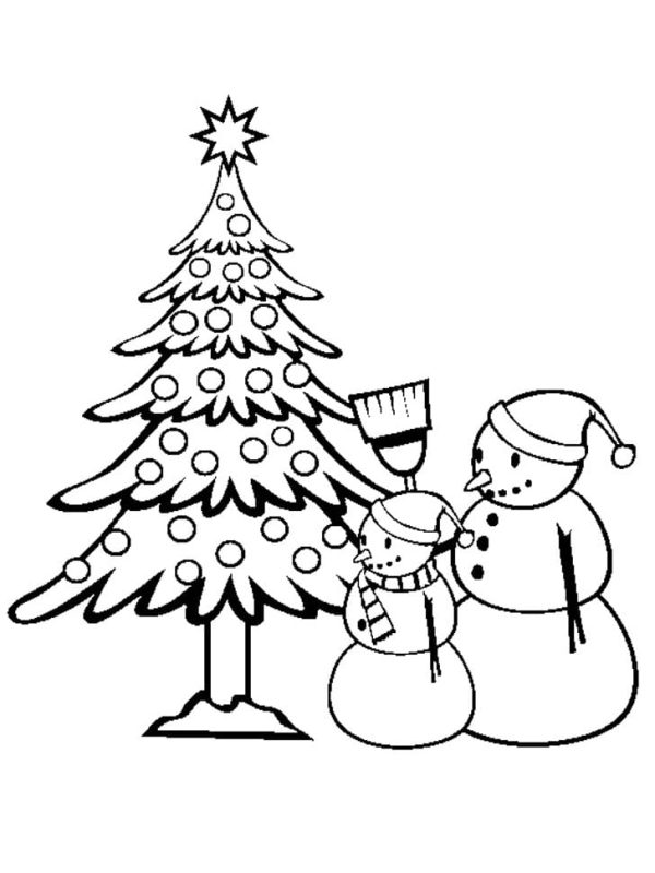 Snowmen and Christmas Tree
