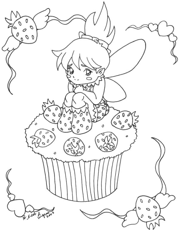 Cute Fairy on Cupcake