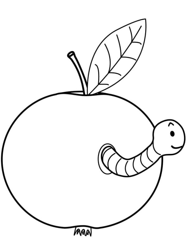 Cute Worm in Apple