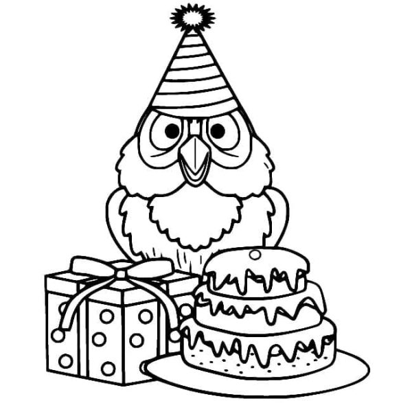 Owl with Birthday Cake