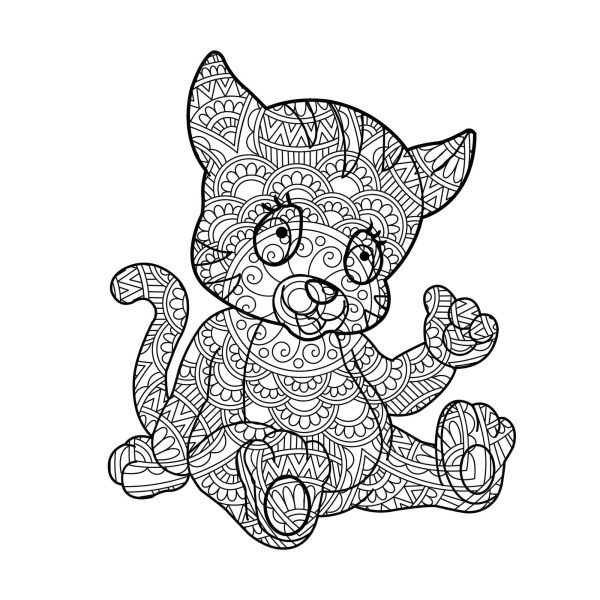 Cartoon Cat Sitting Mandala