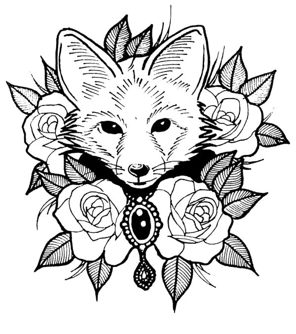 Fox With Roses Mandala
