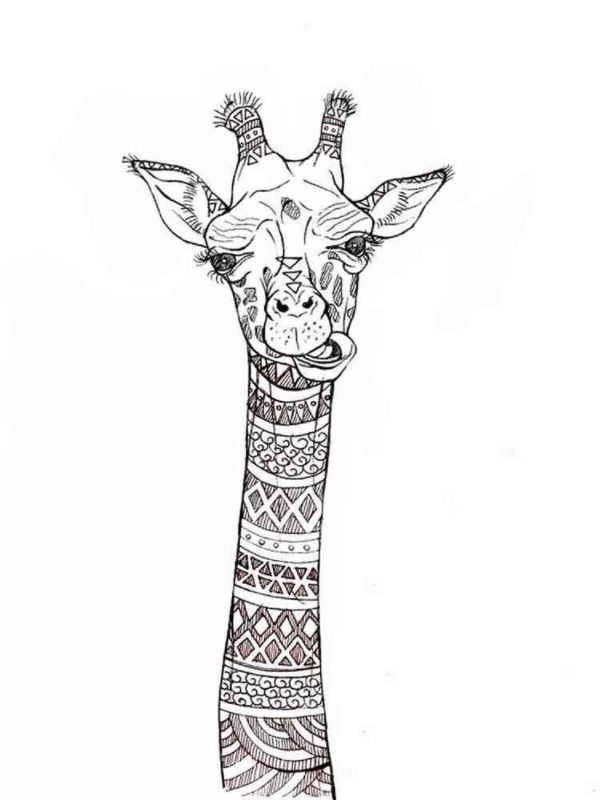Funny Portrait of Giraffe Mandala
