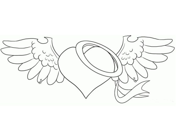 Heart with Halo and Angel Wings