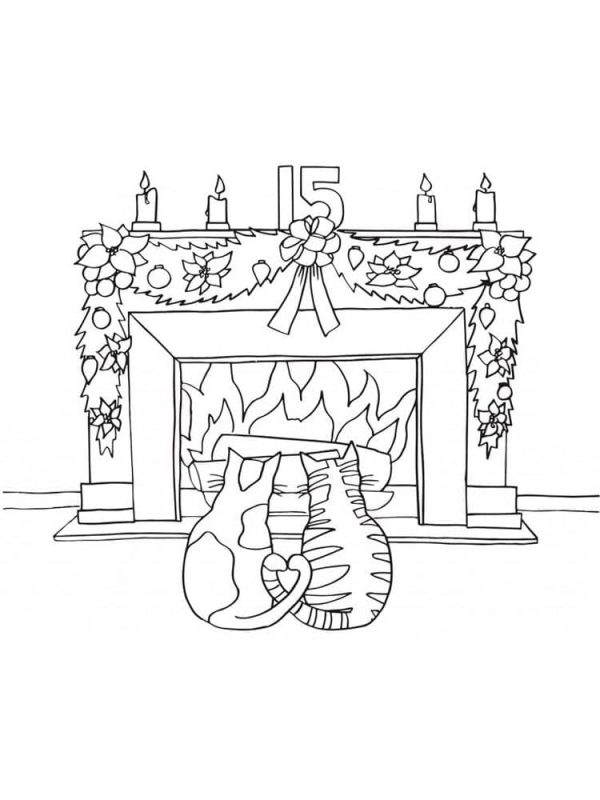 Two Cats by the Fireplace