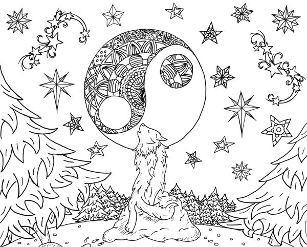 Wolf And Moon Mandala