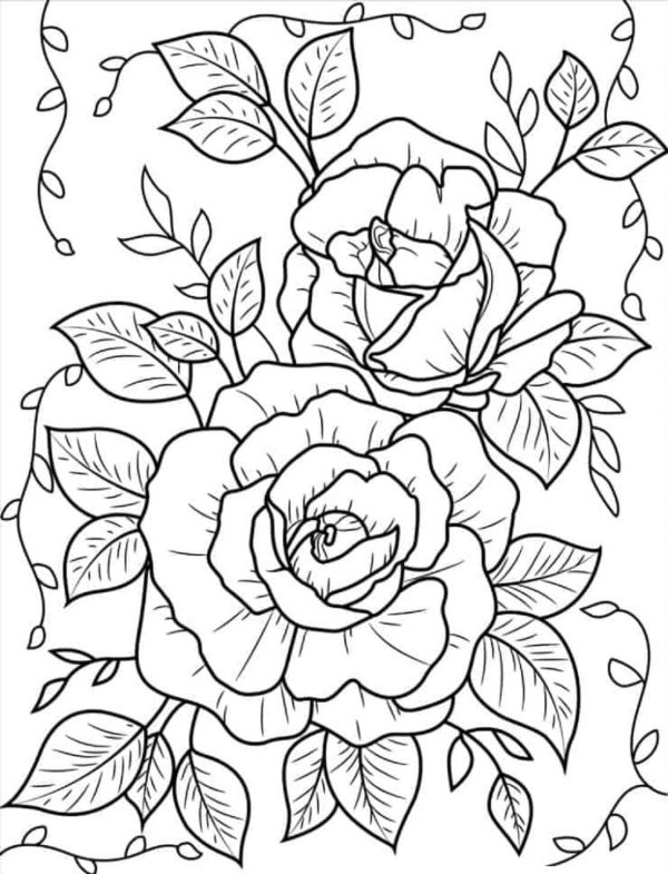 Adorable Roses With Leaves Mandala