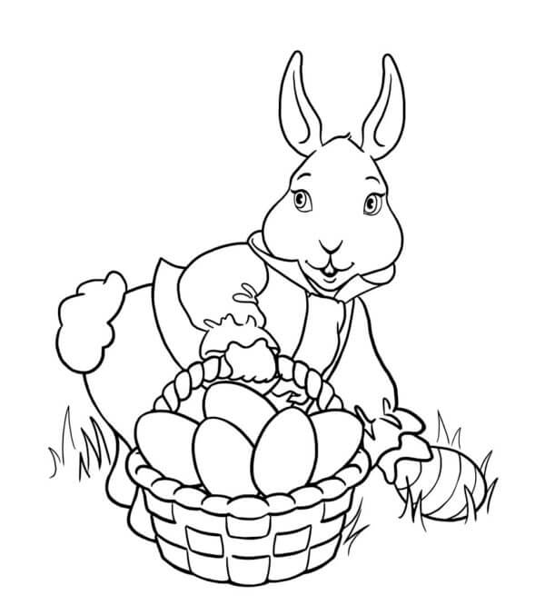 Amazing Bunny With Basket Easter Eggs