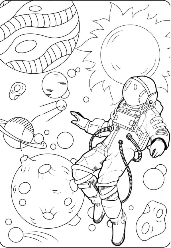 Astronaut and Planets