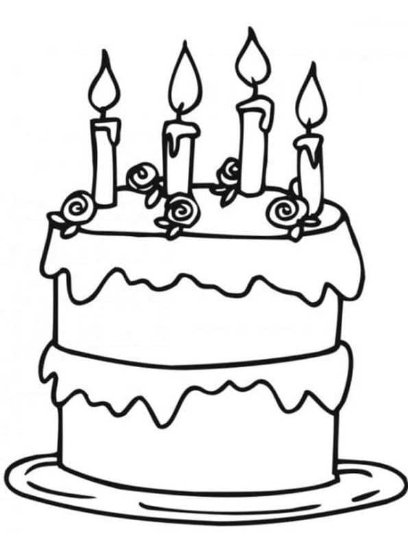 Birthday Cake with Four Candles