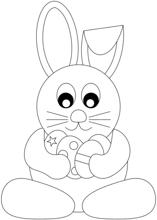 Bunny Holding Four Easter Eggs