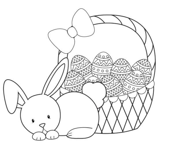 Bunny With Basket Easter Eggs