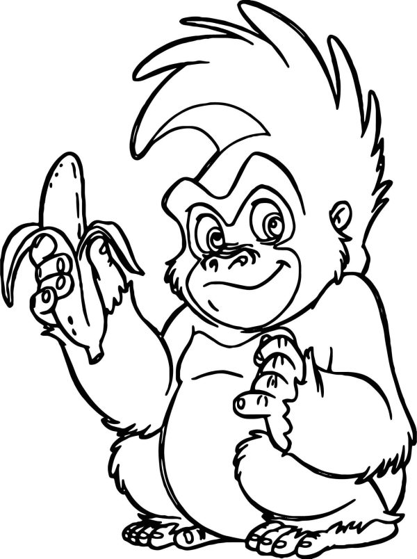 Cartoon Monkey Holding A Banana