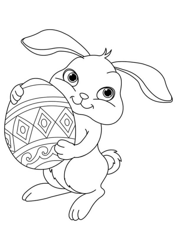 Cute Bunny Holding An Easter Egg