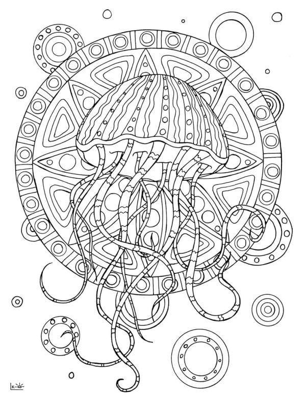 Jellyfish With Tribal Pattern Mandala
