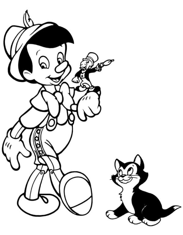 Pinocchio, Jiminy and Figaro