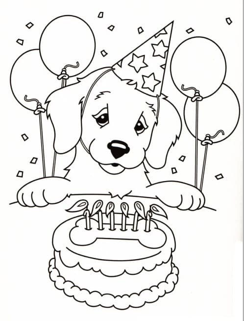 Puppy and Birthday Cake