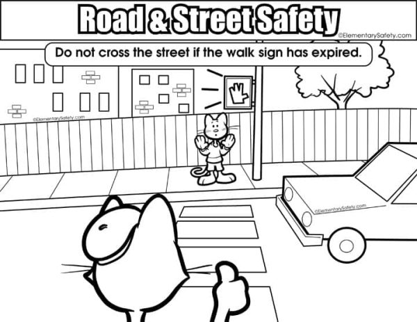 Road Safety – Walk Sign Crossing Street