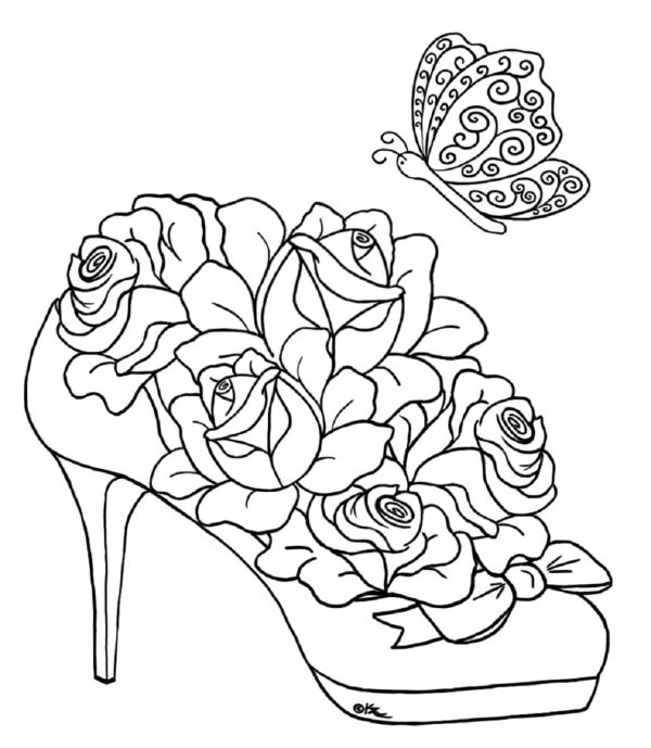 Roses in Shoe With Butterfly Mandala