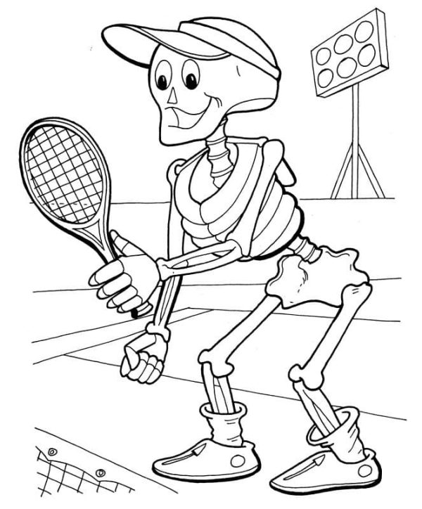 Skeleton is Playing Tennis