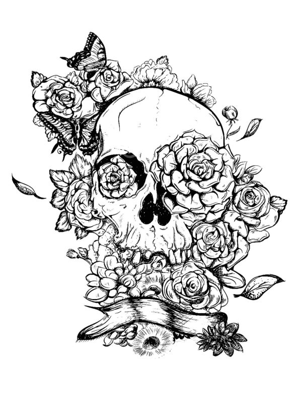 Skeleton With Roses Mandala