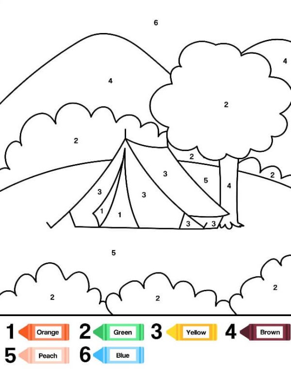 Tent Camping Color By Number
