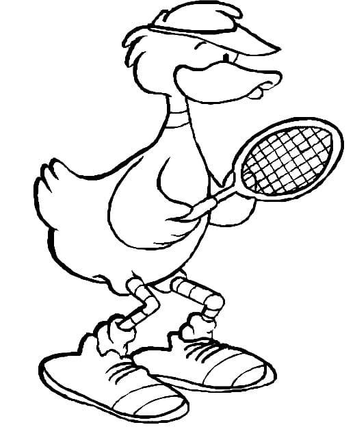 A Duck is Playing Tennis