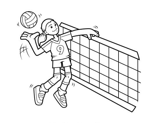 A Girl is Playing Volleyball