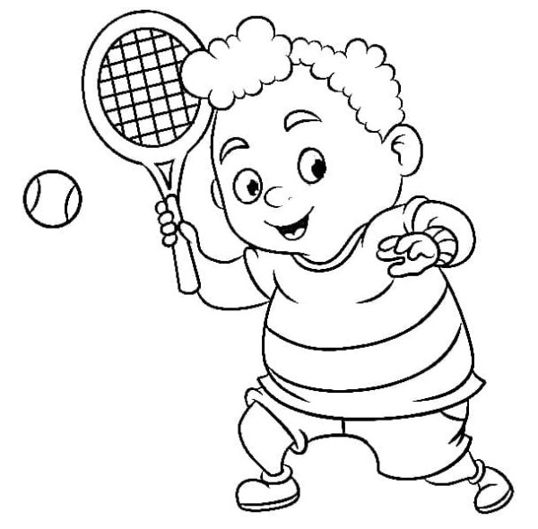 Boy Plays Tennis