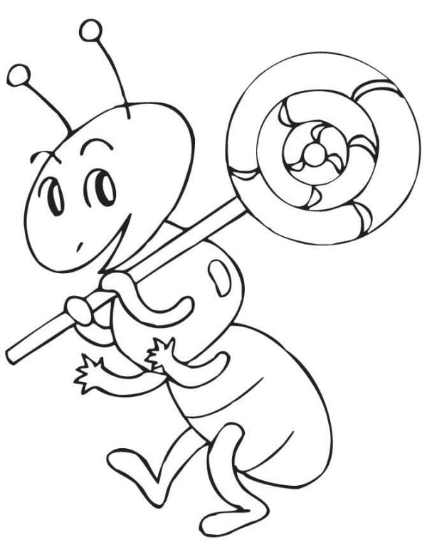 Cartoon Ant with Lollipop
