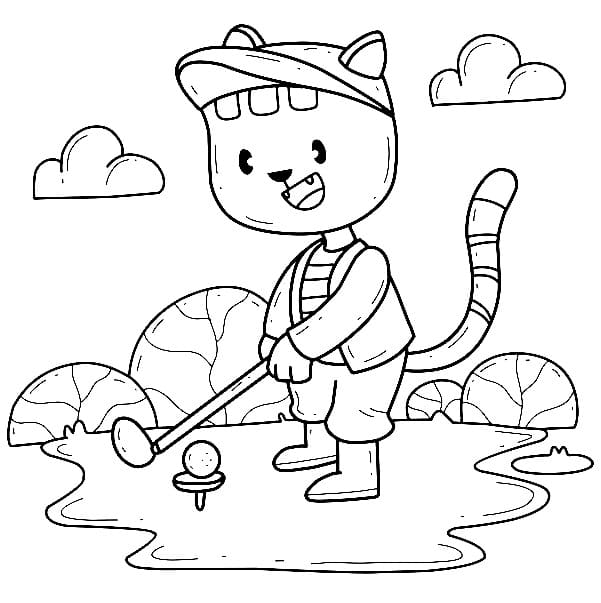 Cute Cat is Playing Golf