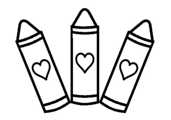 Cute Crayons With Hearts