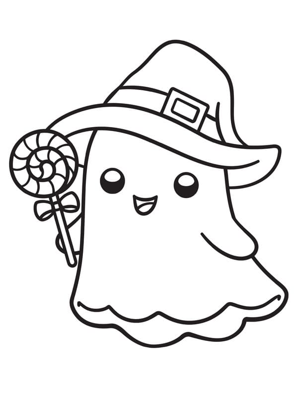 Cute Ghost with Lollipop