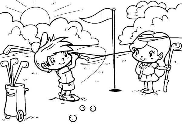 Cute Kids Play Golf