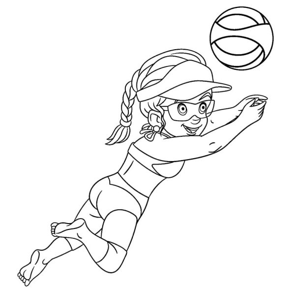 Girl Plays Volleyball