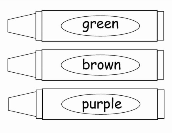 Green, Brown And Purple Crayons