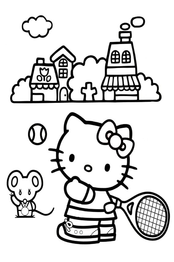 Hello Kitty is Playing Tennis