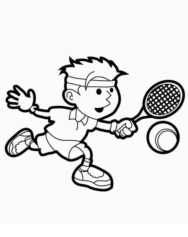 Little Boy is Playing Tennis